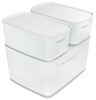 LEITZ Aufbewahrungsboxen MyBox mittel mit Deckel weiß 18, 0 l - 38, 5 x 31, 8 x 19, 8 cm perlweiß/grau