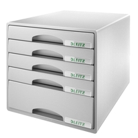 LEITZ Schubladenboxen Schubladenbox Plus 5schü.grau 5211-00-85 DIN A4 28, 7 x 36, 3 x 27, 0 cm