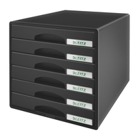 LEITZ Schubladenboxen Schubladenbox Plus 6schü.Schwa 5212-00-95 DIN A4 28, 7 x 36, 3 x 27, 0 cm