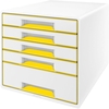 LEITZ Schubladenboxen Schubladenbox WOW 5Sch.gelb 5214-20-16 DIN A4 28, 7 x 36, 3 x 27, 0 cm