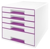 LEITZ Schubladenboxen Schubladenbox WOW 5Sch.violett 5214-20-62 DIN A4 28, 7 x 36, 3 x 27, 0 cm