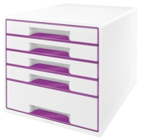 LEITZ Schubladenboxen Schubladenbox WOW 5Sch.violett 5214-20-62 DIN A4 28, 7 x 36, 3 x 27, 0 cm