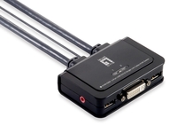 LevelOne KVM-0260 2-Port USB DVI-D Single Link Cable KVM Switch,  audio support