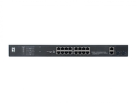 LevelOne Switch 20 Fast Ethernet-Ports mit 16 PoE-Ports 270W 2 Gigabit-Ports,  2 Gigabit SFP (FGP-2031)