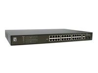 LevelOne Switch 28 Gigabit Ethernet-Ports mit 24 PoE-Ports 390W,  2 Gigabit SFP,  2 Gigabit Ports (GEP-2821)