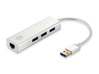 LevelOne USB-0503 Netzwerkadapter USB zu Gigabit Ethernet,  3x USB 3.0-HUB