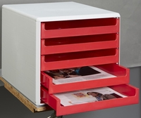 M&M Schubladenboxen Schubladenbox rot 30050906 DIN A4 28, 5 x 35, 7 x 26, 0 cm
