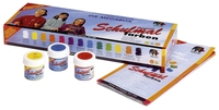 nerchau Schulmalfarbe Deckweiß,  gelb,  zinnoberrot,  ultramarinblau,  blaugrün,  schwarz,  magentarot,  orange,  violett,  cyanb