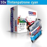 OFFICE-Partner Premium Tinte alternativ zu Brother LC1100 C - 10er Set (cyan)