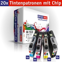 OFFICE-Partner Premium Tinte alternativ zu Brother LC121 / LC123 - 20er Set