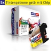 OFFICE-Partner Premium Tinte alternativ zu Brother LC121 / LC123 Y - 5er Set (gelb)