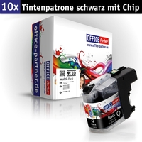 OFFICE-Partner Premium Tinte alternativ zu Brother LC125XL / LC127XL BK - 10er Set (schwarz)