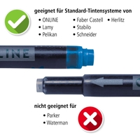 ONLINE® Tintenpatronen für Füller Kombi-Tintenpatr. blau,  5er nachtblau