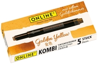 ONLINE® Tintenpatronen für Füller Kombi-Tintenpatr. gelb 5er Golden Yellow