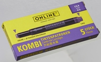 ONLINE® Tintenpatronen für Füller Kombi-Tintenpatr. lila,  5er lila