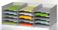 PAPERFLOW Sortierstation Sortierbox lichtgrau f. Querr. DIN A4 15-Fach Grau