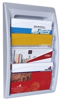 PAPERFLOW Wandprospekthalter Wandprospekthalter A4 quer sil DIN A4 quer 4-Fach Silber