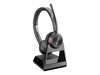 Poly Savi 7220 Office Stereo Headset-System On-Ear mit Basisstation (DECT)