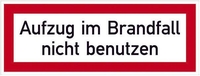 SafetyMarking® Brandschutzaufkleber Schild Aufz.i.Brandf.n.benutz. 14.8 cm x 5.2 cm Aufzug im Brandfall nicht benutzen