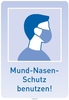 SafetyMarking® Hinweisaufkleber Hinweisschild Mund-Nasenschutz 21 cm x 29.7 cm Mund-Nasen-Schutz benutzen!