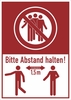 SafetyMarking® Hinweisaufkleber Schild 1, 5m Abstand halten 13.1 cm x 18.5 cm Bitte mind. 1, 5 m Abstand halten!