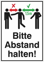 SafetyMarking® Hinweisaufkleber Schild Bitte Abstand halten 13.1 cm x 18.5 cm Bitte Abstand halten!