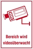 SafetyMarking® Hinweisschild Schild Berei. w. videoübewacht 20 cm x 30 cm Bereich wird videoüberwacht