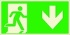SafetyMarking® Rettungszeichen-Aufkleber Schild Notausgang rechts,  ab. 30 cm x 15 cm Notausgang rechts,  abwärts