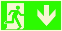 SafetyMarking® Rettungszeichen-Aufkleber Schild Notausgang rechts,  ab. 30 cm x 15 cm Notausgang rechts,  abwärts