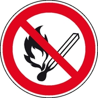 SafetyMarking® Verbotsaufkleber Schild Keine off.Flamme, Feuer. 20 cm Keine offene Flamme,  Feuer,  offene Zündquelle und R