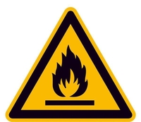 SafetyMarking® Warnaufkleber Schild Warn.v.feuerge.Stoffen 10 cm x 10 cm Warnung vor feuergefährlichen Stoffen