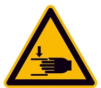 SafetyMarking® Warnaufkleber Schild Warn.v.Handverletzungen 10 cm x 10 cm Warnung vor Handverletzungen