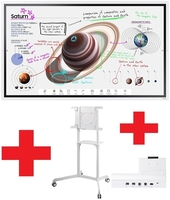 Samsung Flip Pro WM55B Flipchart 138, 7 cm 55 Zoll inkl. Neomounts NS-M1250 rotierbarer Rollwagen & Tray CY-TF65BBC