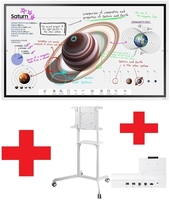 Samsung Flip Pro WM65B Flipchart 165 cm 65 Zoll + Flip Pro Tray CY-TF65BBC + Neomounts NS-M1250 Rollwagen rotierbar