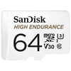 SanDisk High Endurance microSDXC 64GB-for dash cams & home monitoring, Full HD / 4K videos, 100/40 MB/s Read/Write speeds