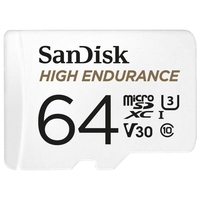 SanDisk High Endurance microSDXC 64GB-for dash cams & home monitoring, Full HD / 4K videos, 100/40 MB/s Read/Write speeds