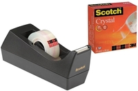 Scotch Klebefilmabroller mit Crystal Klebeband Rolle - 33 m x 19 mm