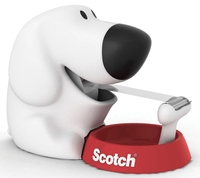 Scotch Tischabroller Hund-Abroller + 1 Rolle weiß