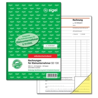 SIGEL Kassenformulare Rechnung für Kleinunternehmer mit fortlaufenden Nummern (ohne MwSt.-Ausweis) Rechnung,  A5, Kleinunt