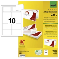 SIGEL Visitenkarten Klapp-Vis.Karten weiß,  50St. LP838 225 g/m² satiniert weiß