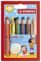 STABILO Buntstifte STABILO woody 3 in 1 6er Etui Mehrfarbig