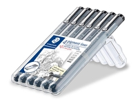 STAEDTLER Fineliner Pigment Liner 308 0.05 + 0.1 + 0.3 + 0.5 + 0.8 mm Schwarz