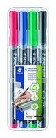 STAEDTLER Folienstifte Lumocolor S,  Wf,  Farbs. 4er 0.4 mm Mehrfarbig
