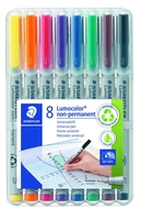 STAEDTLER Folienstifte Lumocolor S,  Wl,  Farbs. 8er 0.4 mm Mehrfarbig