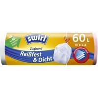 swirl® Reißfest & Dicht Zugband Müllbeutel - 60 Liter