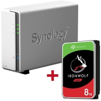 Synology DiskStation DS120J 1 Einschub NAS-Server Leergehäuse + 1x Seagate Ironwolf SATA 3.5" HDD 8TB Festplatte