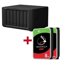 Synology DiskStation DS1621+ 6 Einschübe NAS-Server Leergehäuse + 2x Seagate Ironwolf SATA 3.5" HDD 8TB Festplatte