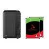 Synology DiskStation DS223 2 Einschübe NAS-Server Leergehäuse + 2x Seagate Ironwolf SATA 3.5" HDD 4TB Festplatte