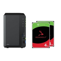 Synology DiskStation DS223 2 Einschübe NAS-Server Leergehäuse + 2x Seagate Ironwolf SATA 3.5" HDD 4TB Festplatte