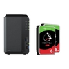 Synology DiskStation DS223 2 Einschübe NAS-Server Leergehäuse + 2x Seagate Ironwolf SATA 3.5" HDD 8TB Festplatte